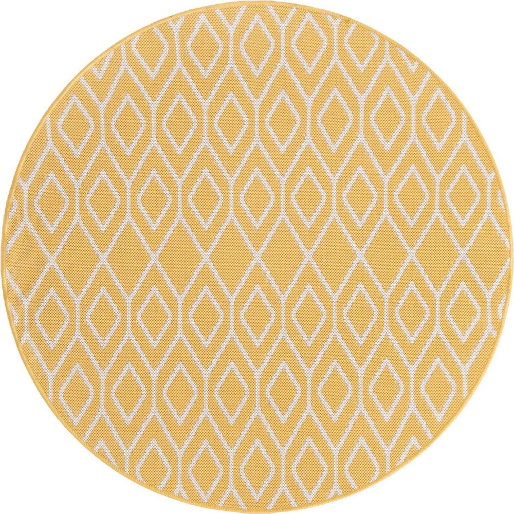 Jill Zarin Outdoor Turks and Caicos Area Rug 4' 0" x 4' 0", Round Yellow Ivory. Picture 1
