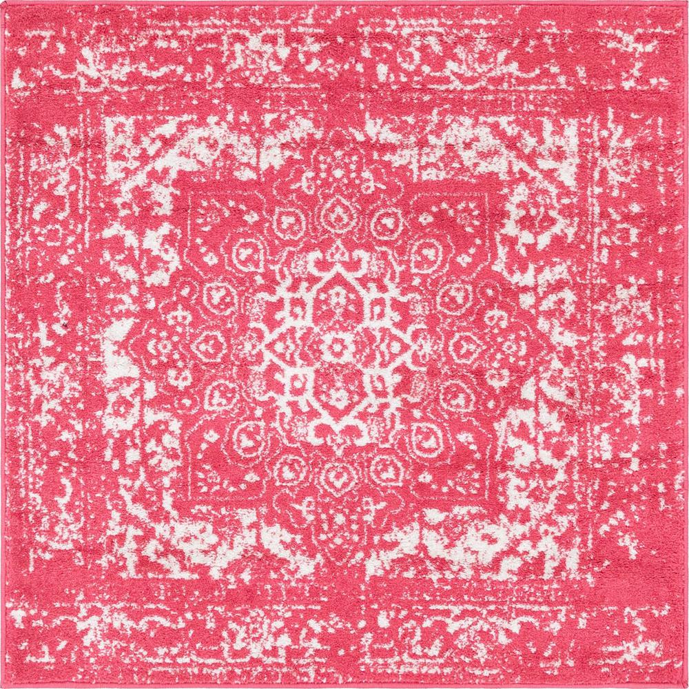 Unique Loom 4 Ft Square Rug in Pink (3150503). Picture 1