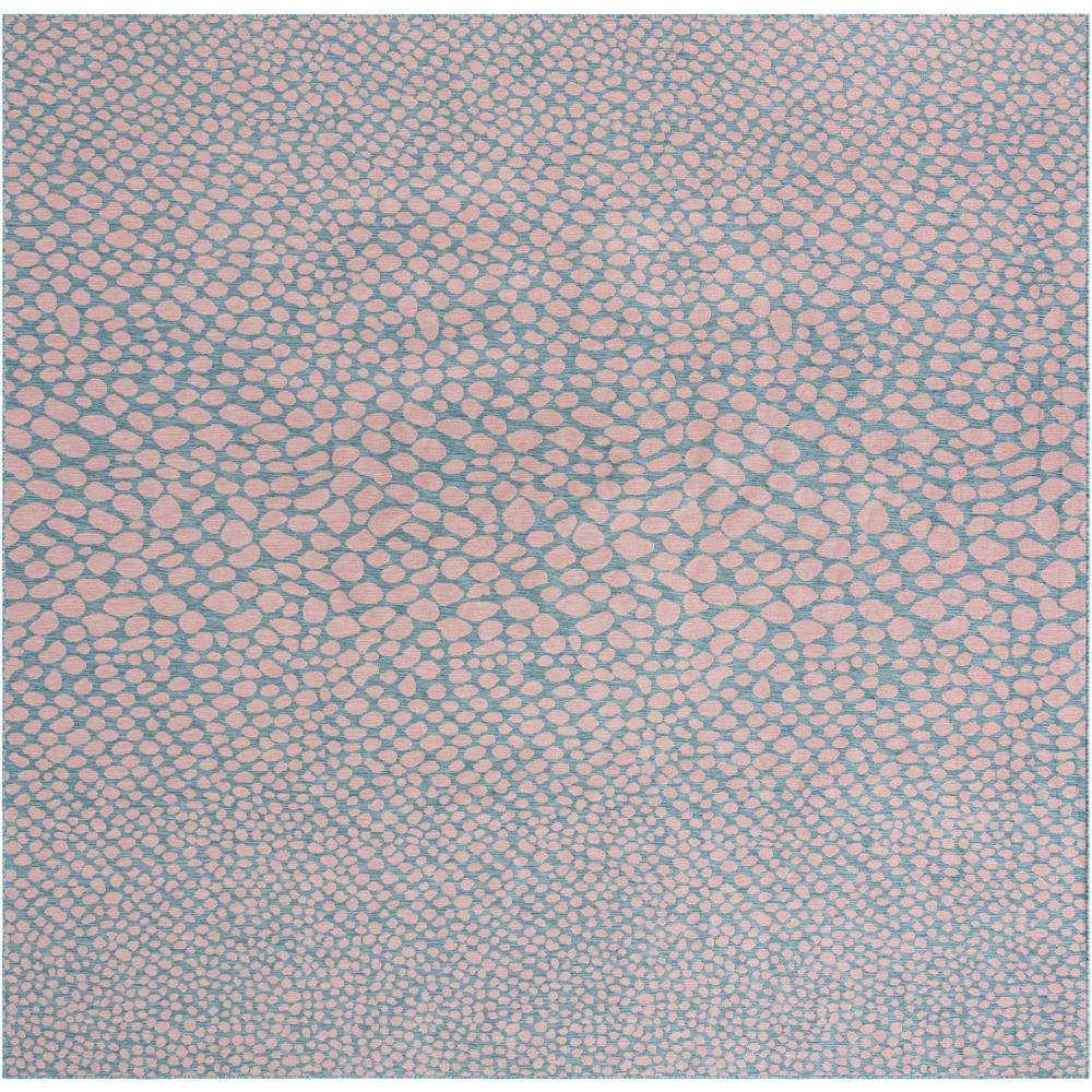 Jill Zarin Outdoor Cape Town Area Rug 13' 0" x 13' 0", Square Pink and Aqua. Picture 1
