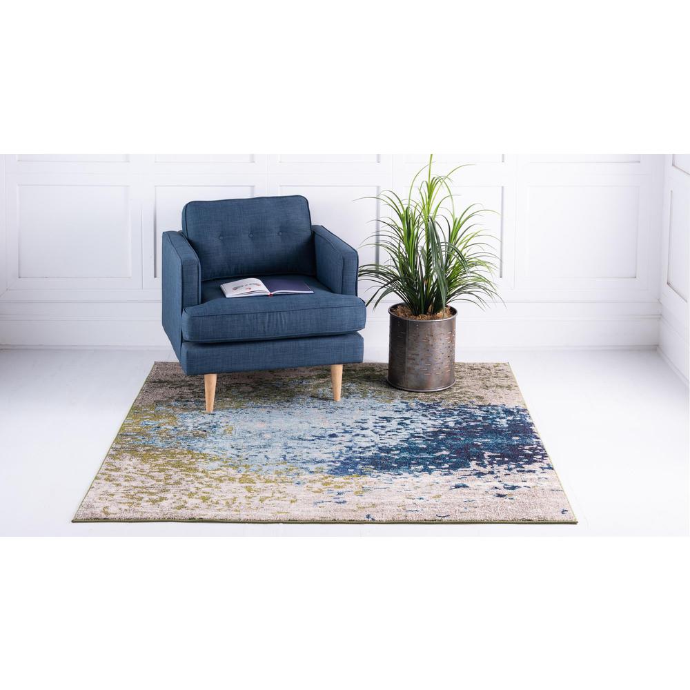 Unique Loom 4 Ft Square Rug in Blue (3153747). Picture 4