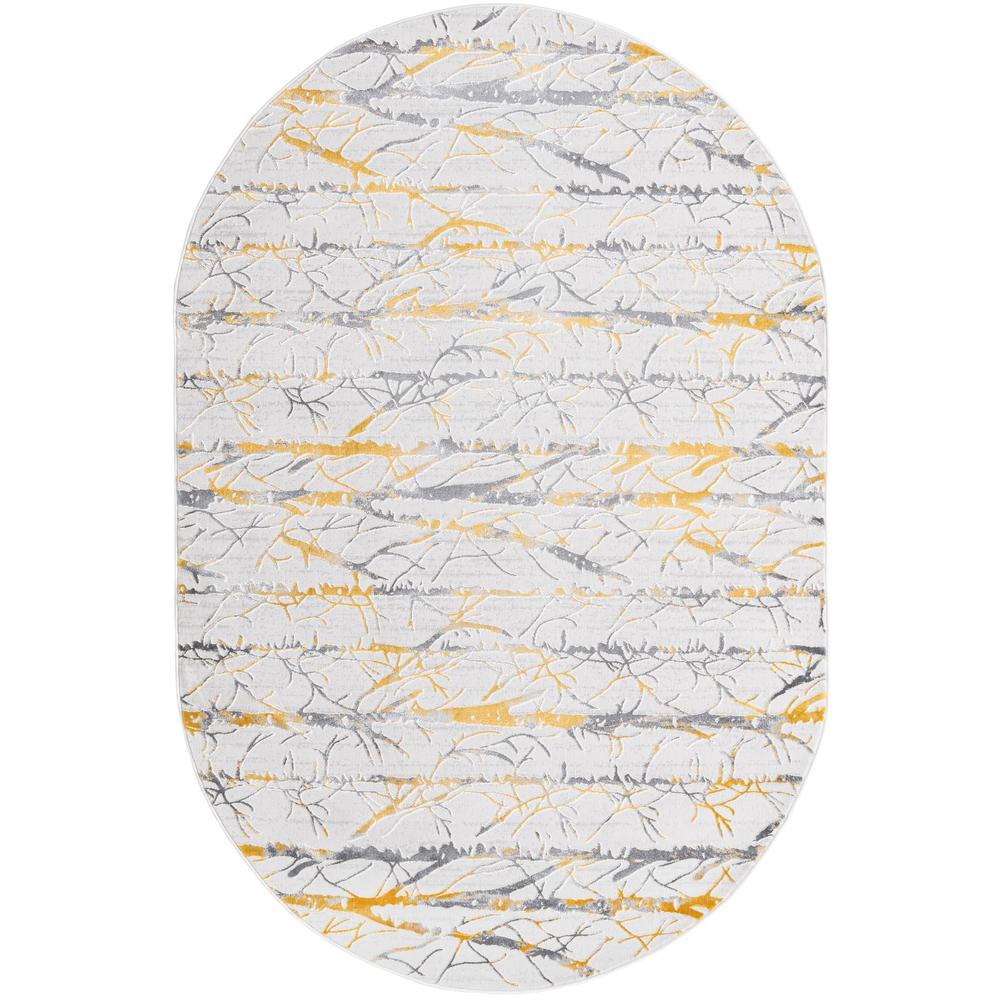 Finsbury Anne Area Rug 5' 3" x 8' 0", Oval Yellow and Gray. Picture 1