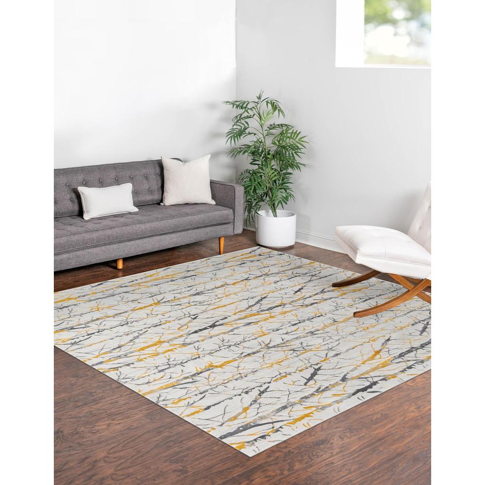 Finsbury Anne Area Rug 7' 10" x 7' 10", Square Yellow and Gray. Picture 3
