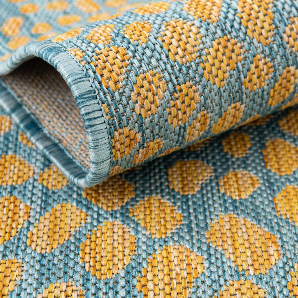 Jill Zarin Outdoor Cape Town Area Rug 5' 3" x 8' 0", Oval Yellow and Aqua. Picture 7