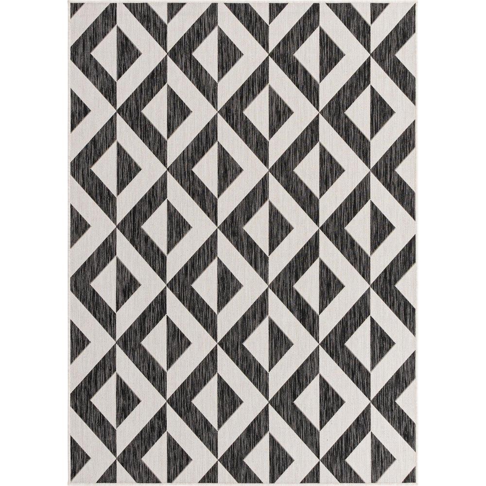 Jill Zarin Outdoor Napa Area Rug 5' 3" x 8' 0", Rectangular Charcoal Gray. Picture 1