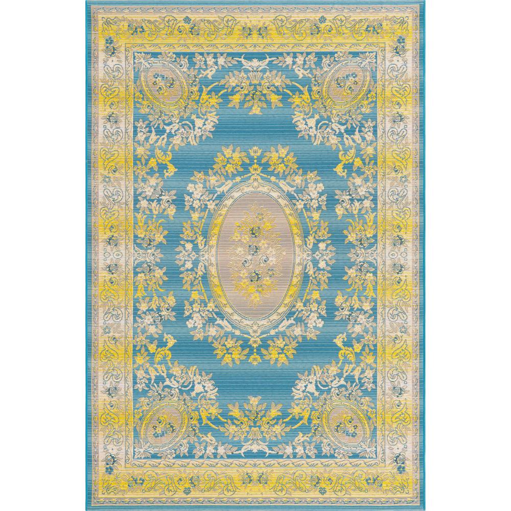 Outdoor Traditional Collection, Area Rug, Blue, 5' 3" x 8' 0", Rectangular. Picture 1