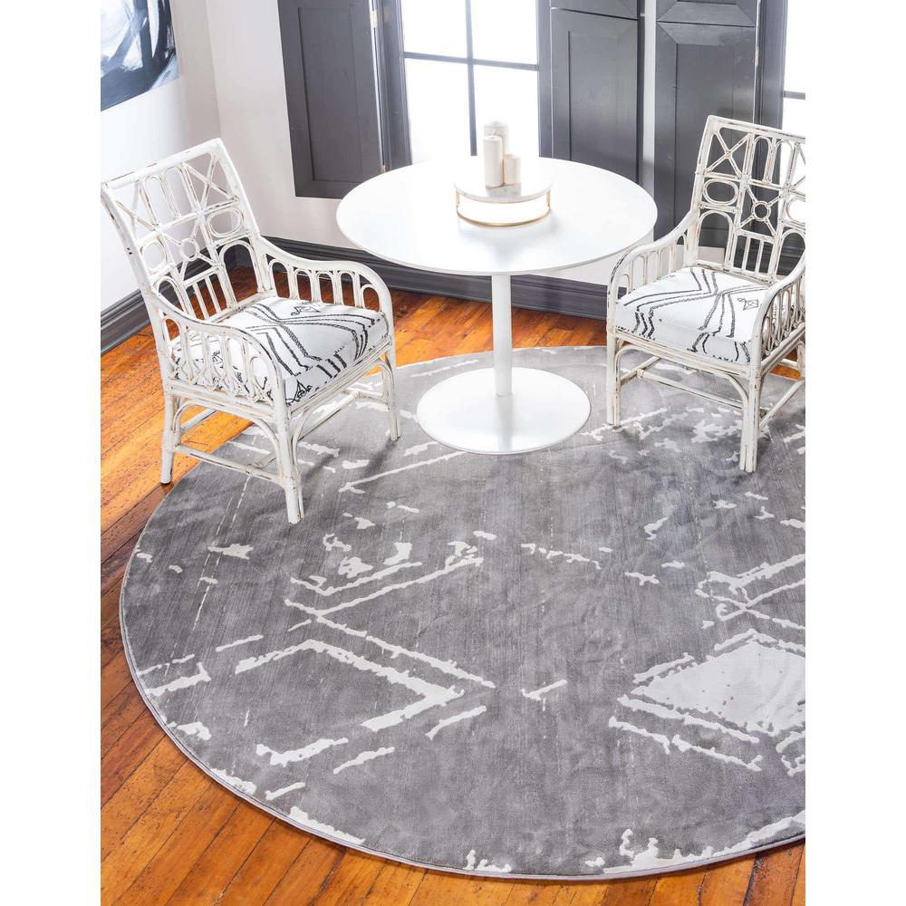 Uptown Carnegie Hill Area Rug 5' 3" x 5' 3", Round Gray. Picture 2