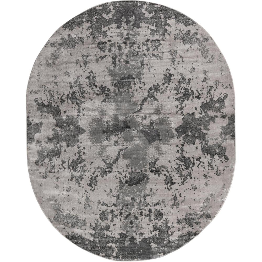 Unique Loom 8x10 Oval Rug in Light Gray (3158306). Picture 1