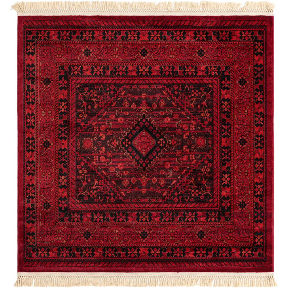 Unique Loom 5 Ft Square Rug in Red (3154195). Picture 1