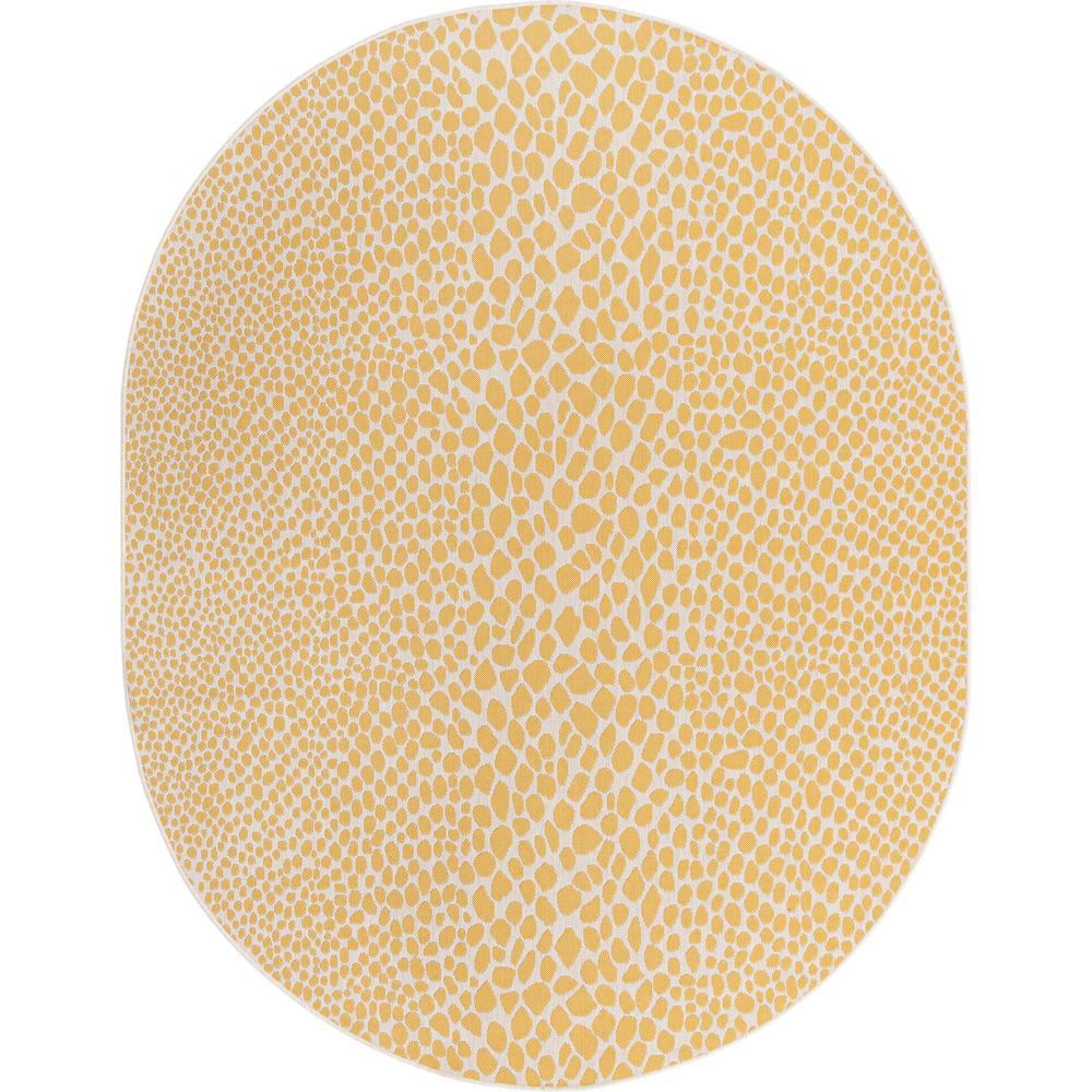 Jill Zarin Outdoor Cape Town Area Rug 7' 10" x 10' 0", Oval Yellow Ivory. Picture 1
