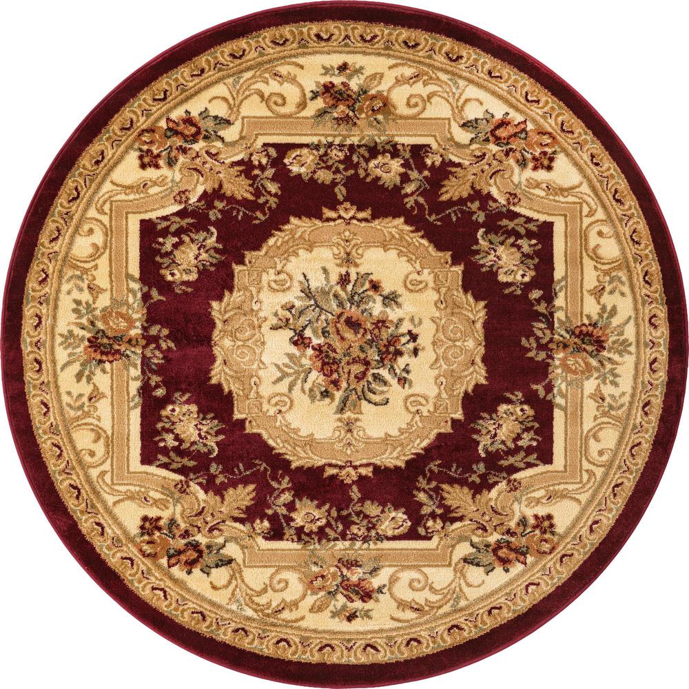 Unique Loom 5 Ft Round Rug in Burgundy (3153869). Picture 1