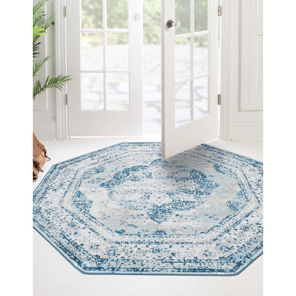 Unique Loom 4 Ft Octagon Rug in Blue (3151849). Picture 1