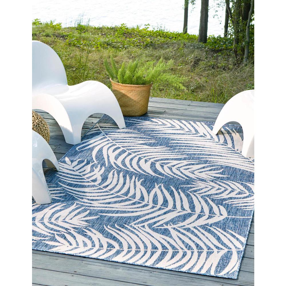 Outdoor Palm Rug, Navy Blue/Ivory (9' 0 x 12' 0). Picture 1