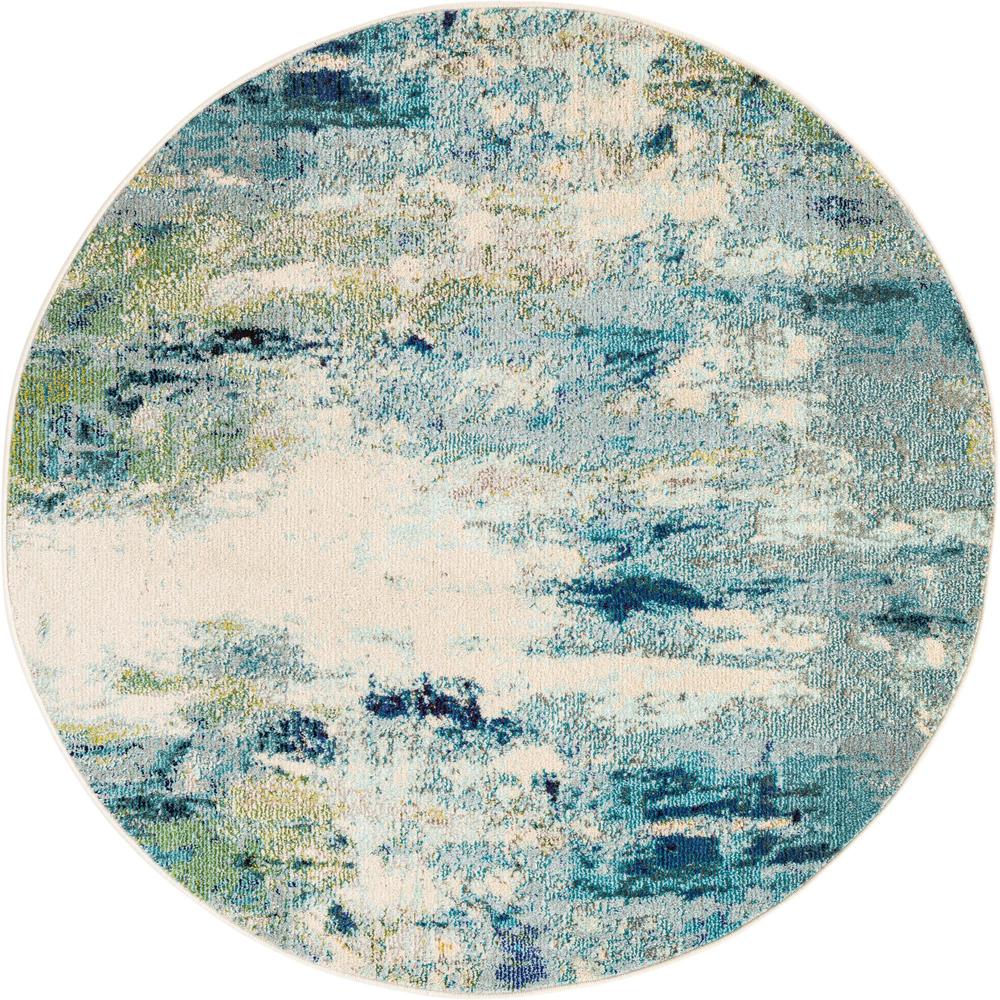 Unique Loom 5 Ft Round Rug in Light Blue (3153819). Picture 1