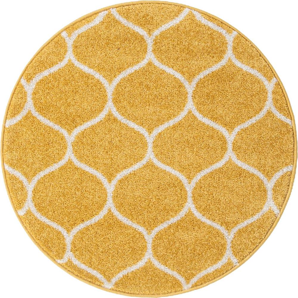 Unique Loom 3 Ft Round Rug in Yellow (3151683). Picture 1