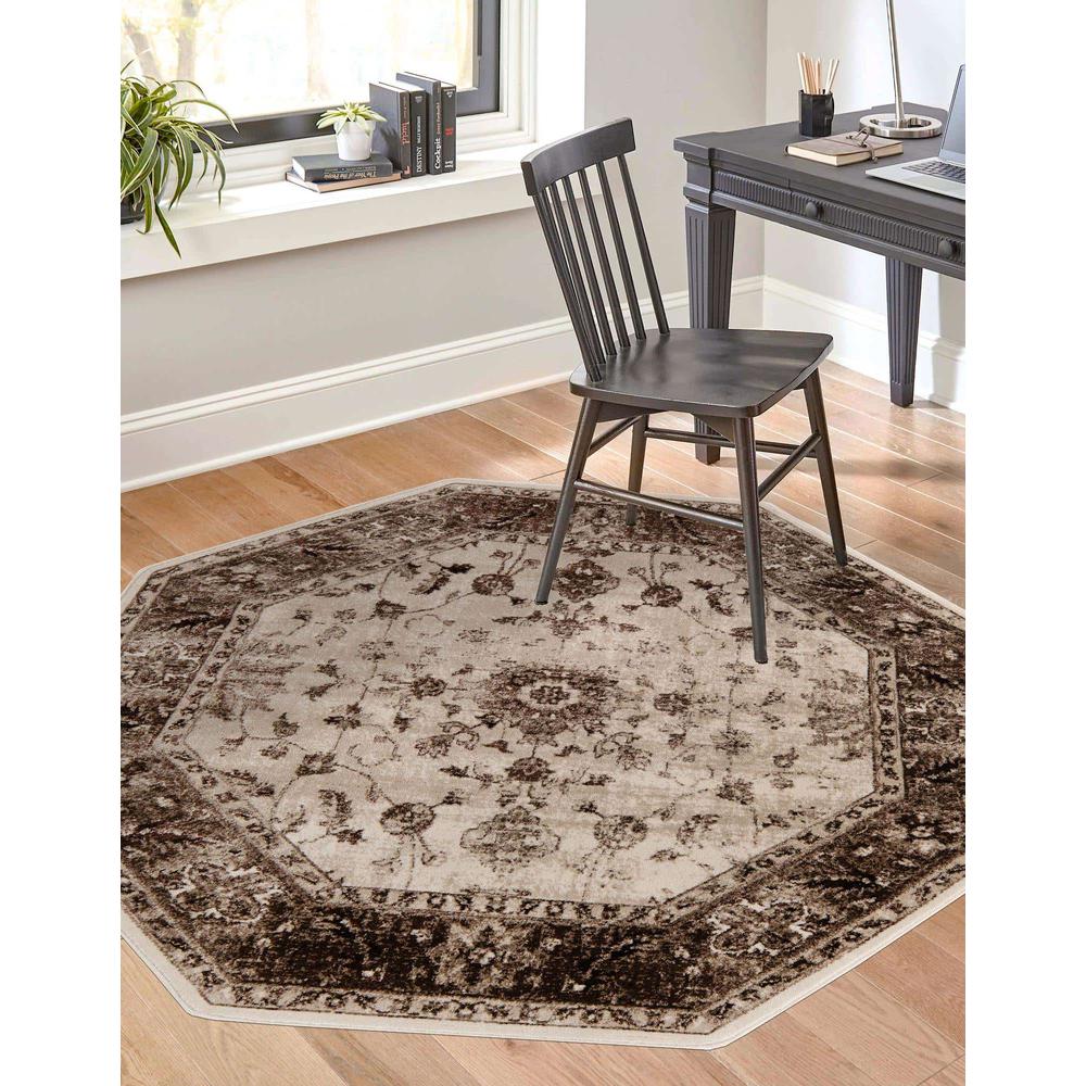 Rushmore Collection, Area Rug, Cream, 6' 0" x 6' 0", Octagon. Picture 2