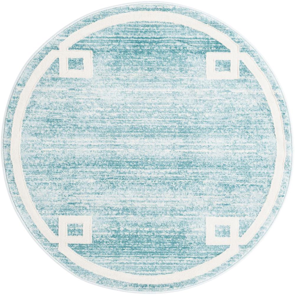 Uptown Lenox Hill Area Rug 3' 3" x 3' 3", Round Turquoise. Picture 1
