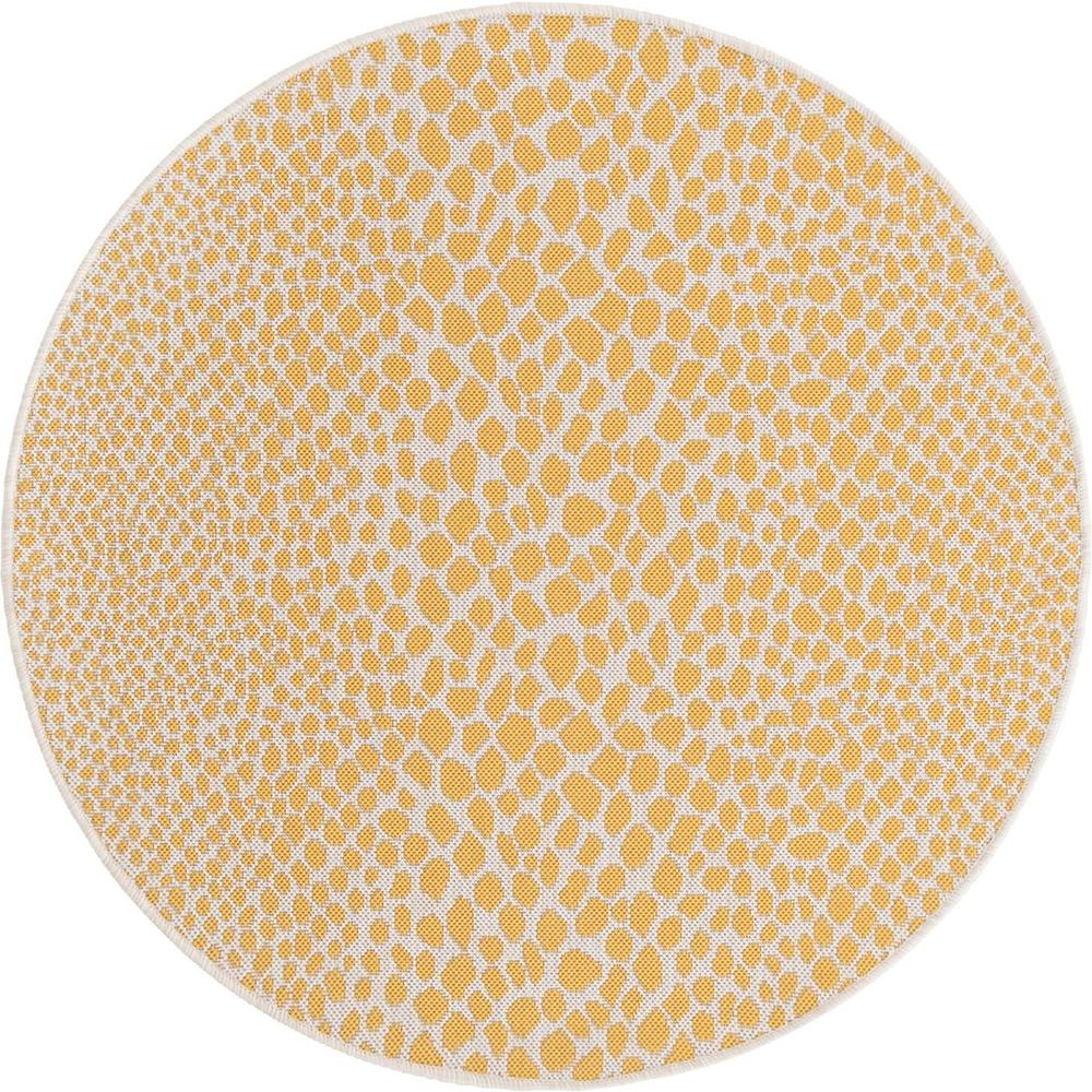 Jill Zarin Outdoor Cape Town Area Rug 4' 0" x 4' 0", Round Yellow Ivory. Picture 1