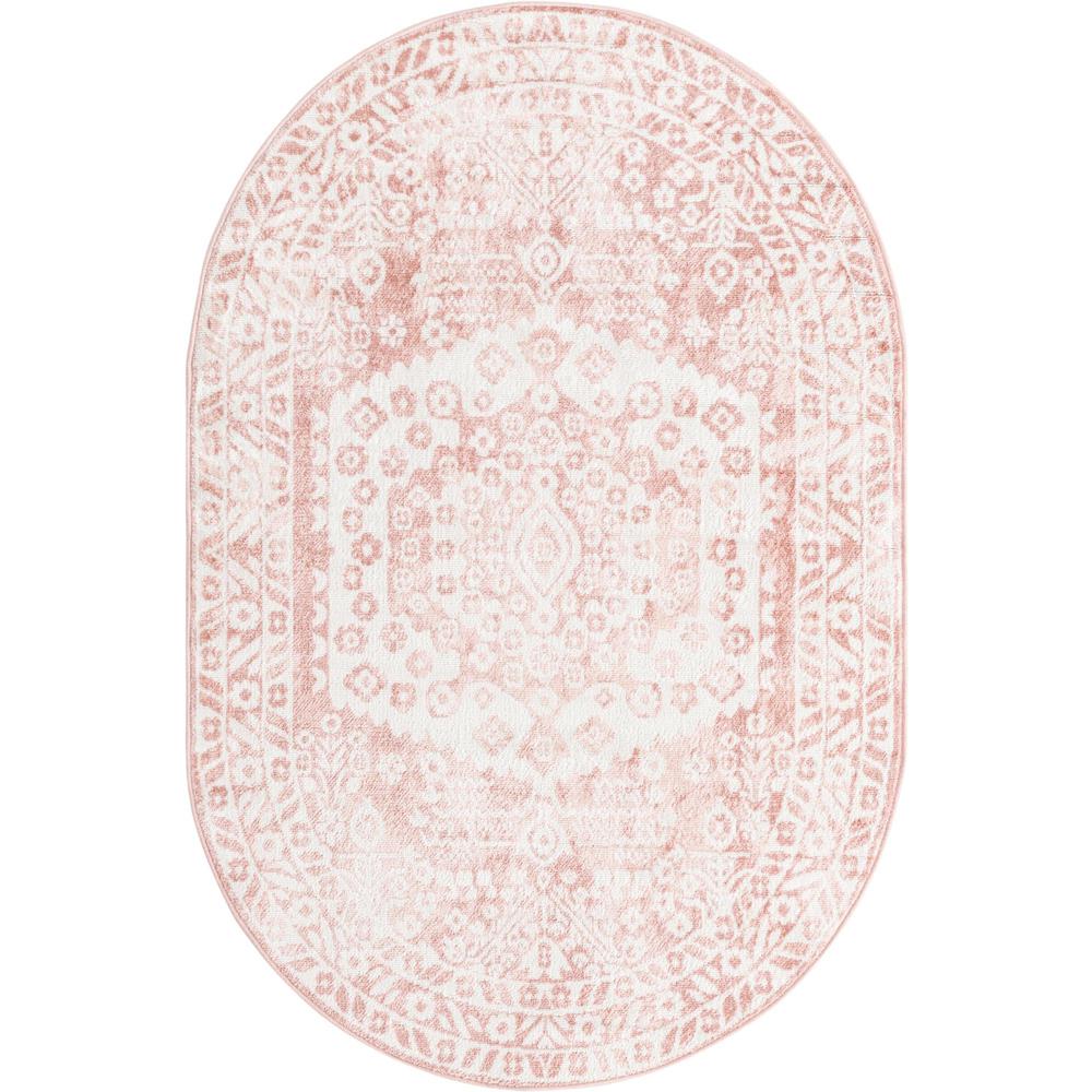 Unique Loom 4x6 Oval Rug in Pink (3155815). Picture 1