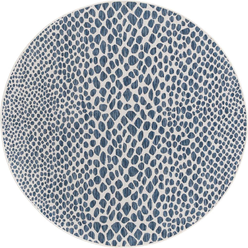 Jill Zarin Outdoor Collection, Area Rug, Blue, 6' 7" x 6' 7", Round. Picture 1