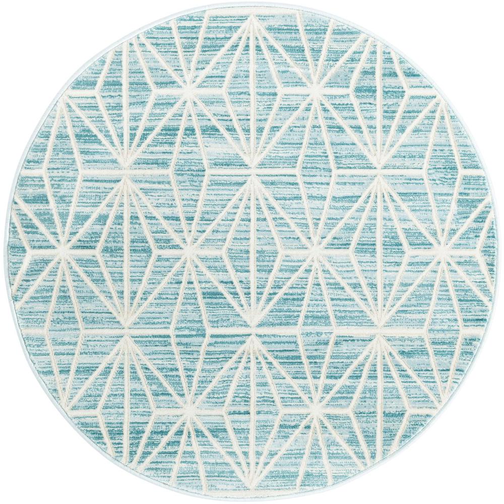 Uptown Fifth Avenue Area Rug 3' 3" x 3' 3", Round Blue. Picture 1