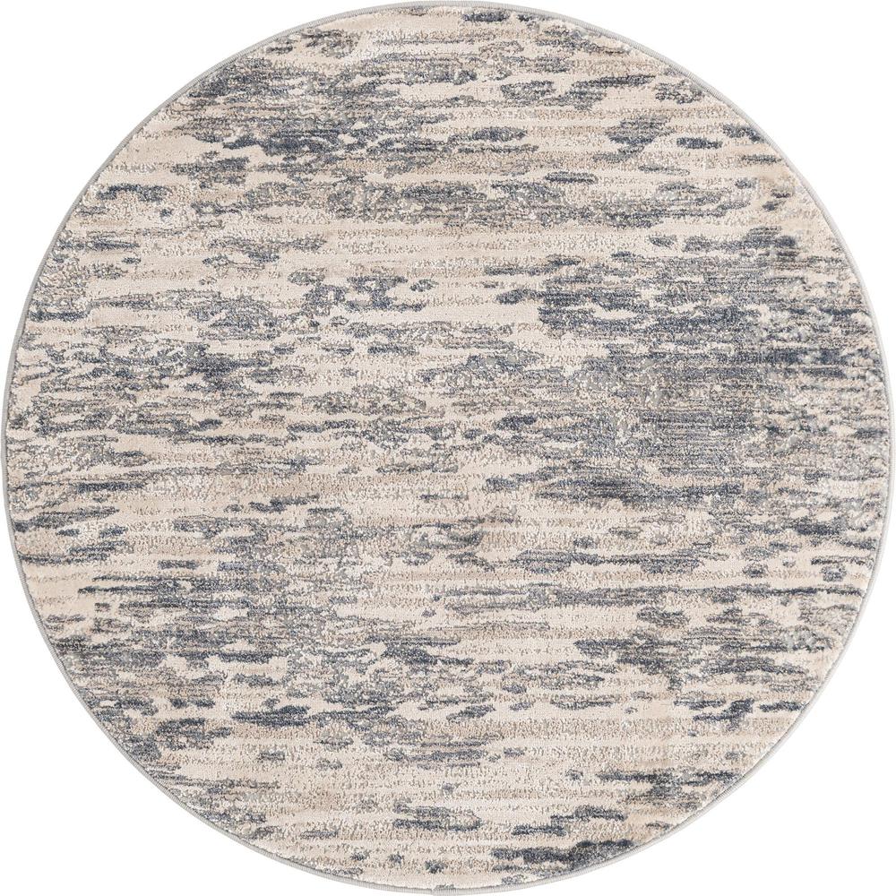 Unique Loom 4 Ft Round Rug in Gray (3154241). Picture 1