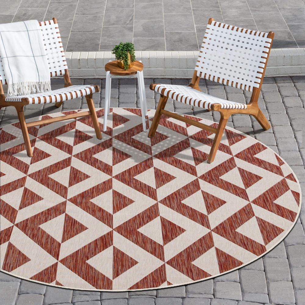 Jill Zarin Outdoor Napa Area Rug 6' 7" x 6' 7", Round Rust Red. Picture 2