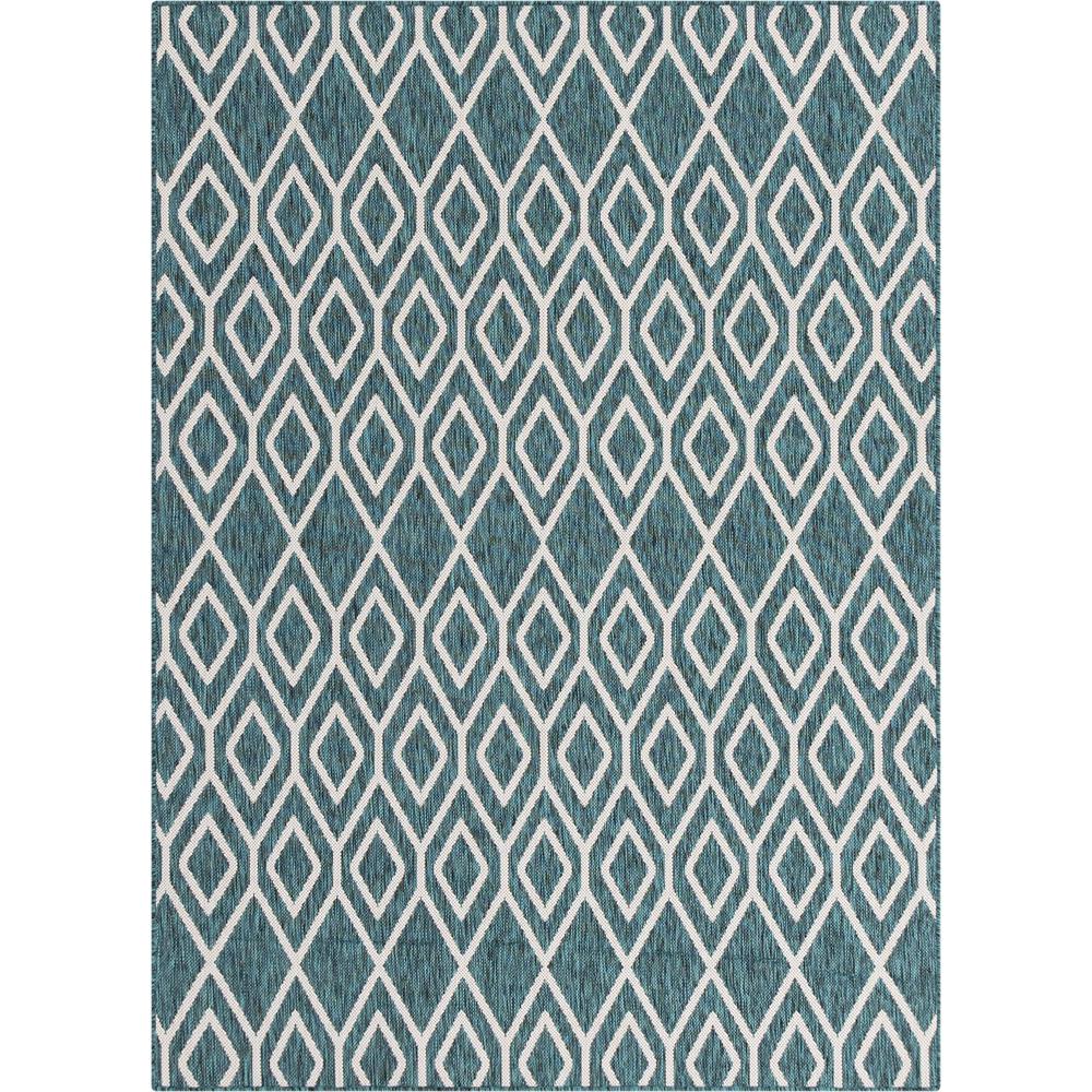 Jill Zarin Outdoor Turks and Caicos Area Rug 5' 3" x 8' 0", Rectangular Teal. Picture 1
