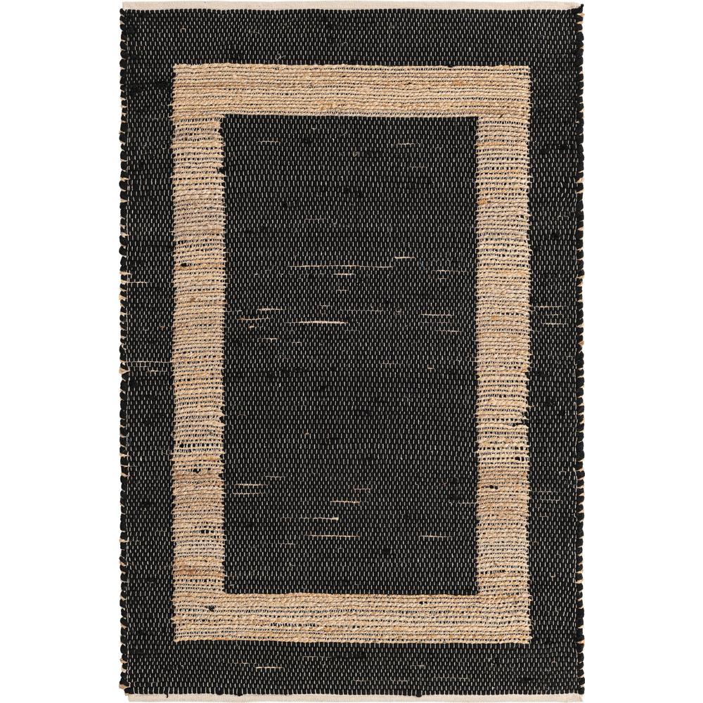 Unique Loom Rectangular 4x6 Rug in Black (3153960). Picture 1