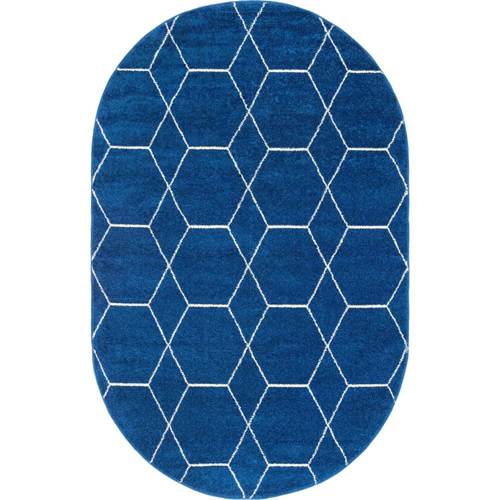 Unique Loom 5x8 Oval Rug in Navy Blue (3151589). Picture 1