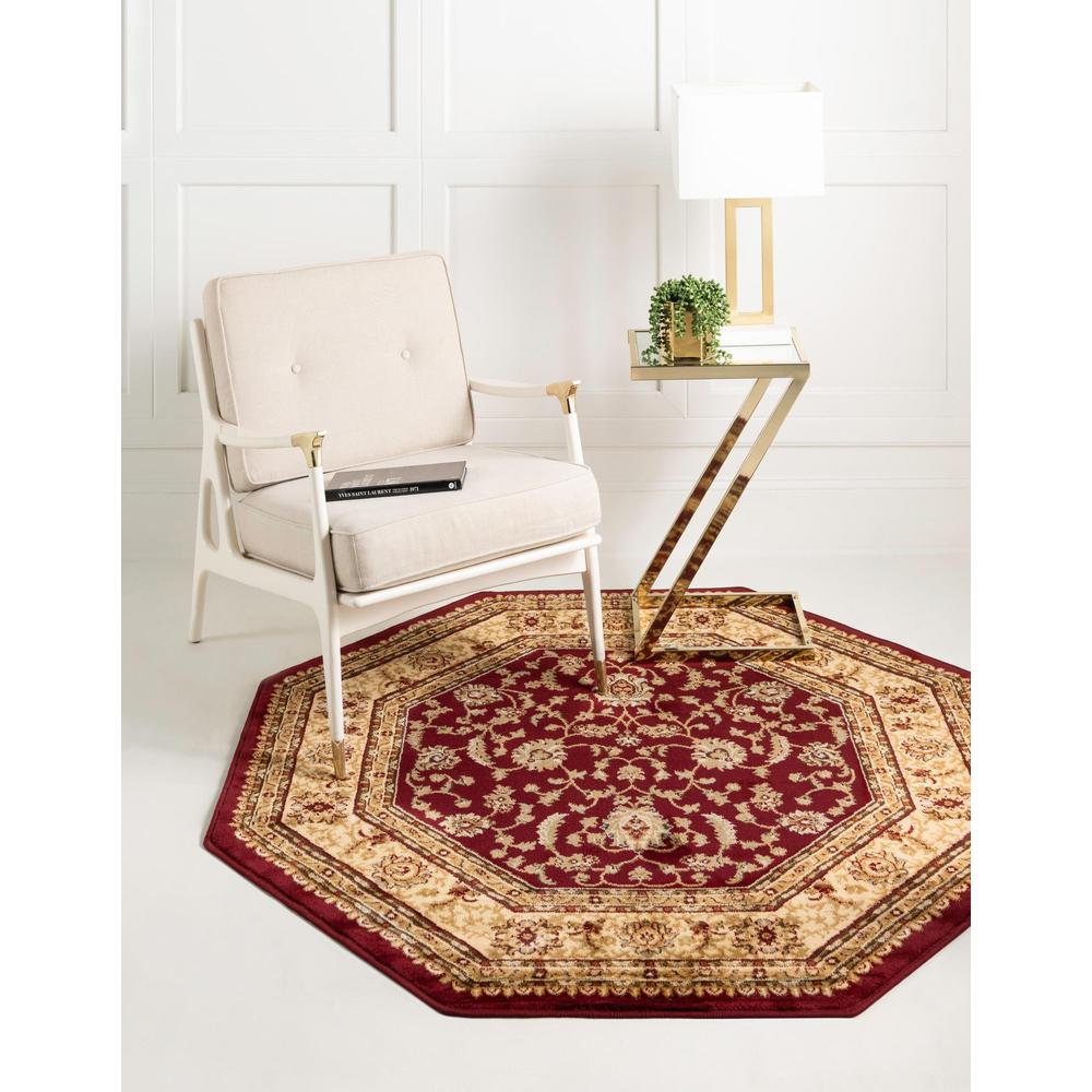 Unique Loom 5 Ft Octagon Rug in Red (3157616). Picture 2