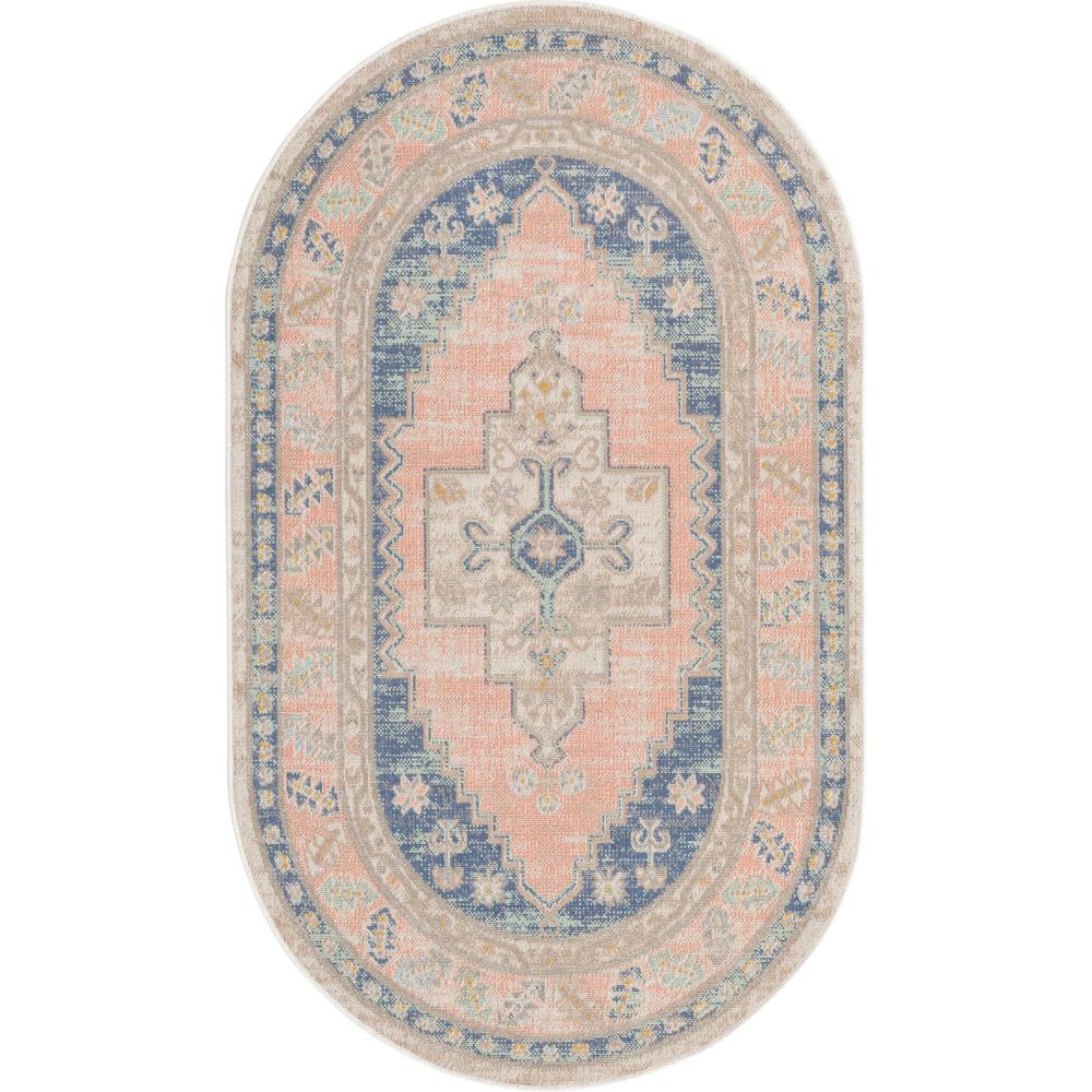 Unique Loom 3x5 Oval Rug in French Blue (3154928). Picture 1