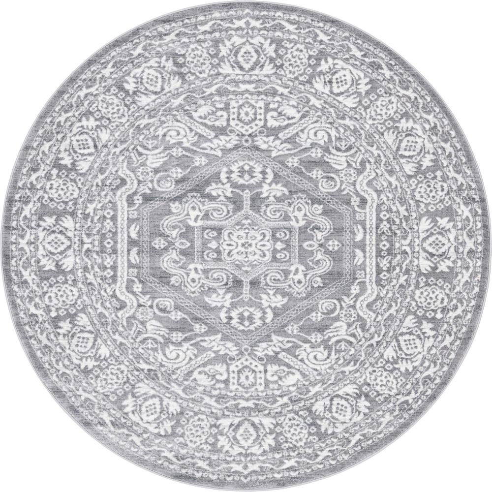 Unique Loom 8 Ft Round Rug in Gray (3150658). Picture 1