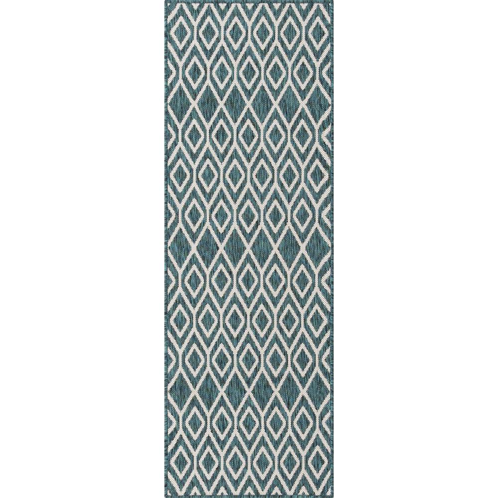 Jill Zarin Outdoor Turks and Caicos Area Rug 2' 0" x 6' 0", Runner Teal. Picture 1