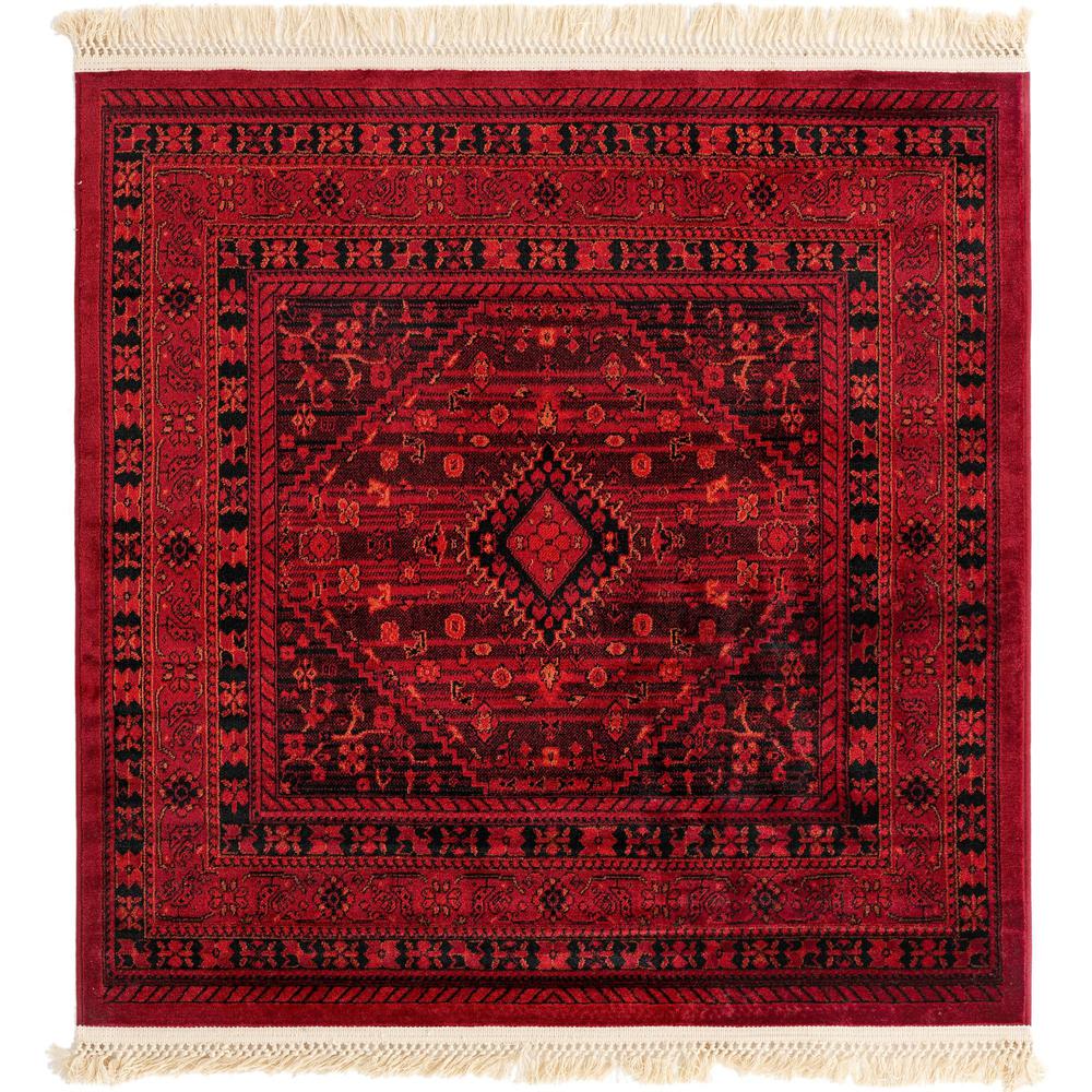 Unique Loom 4 Ft Square Rug in Red (3154196). Picture 1