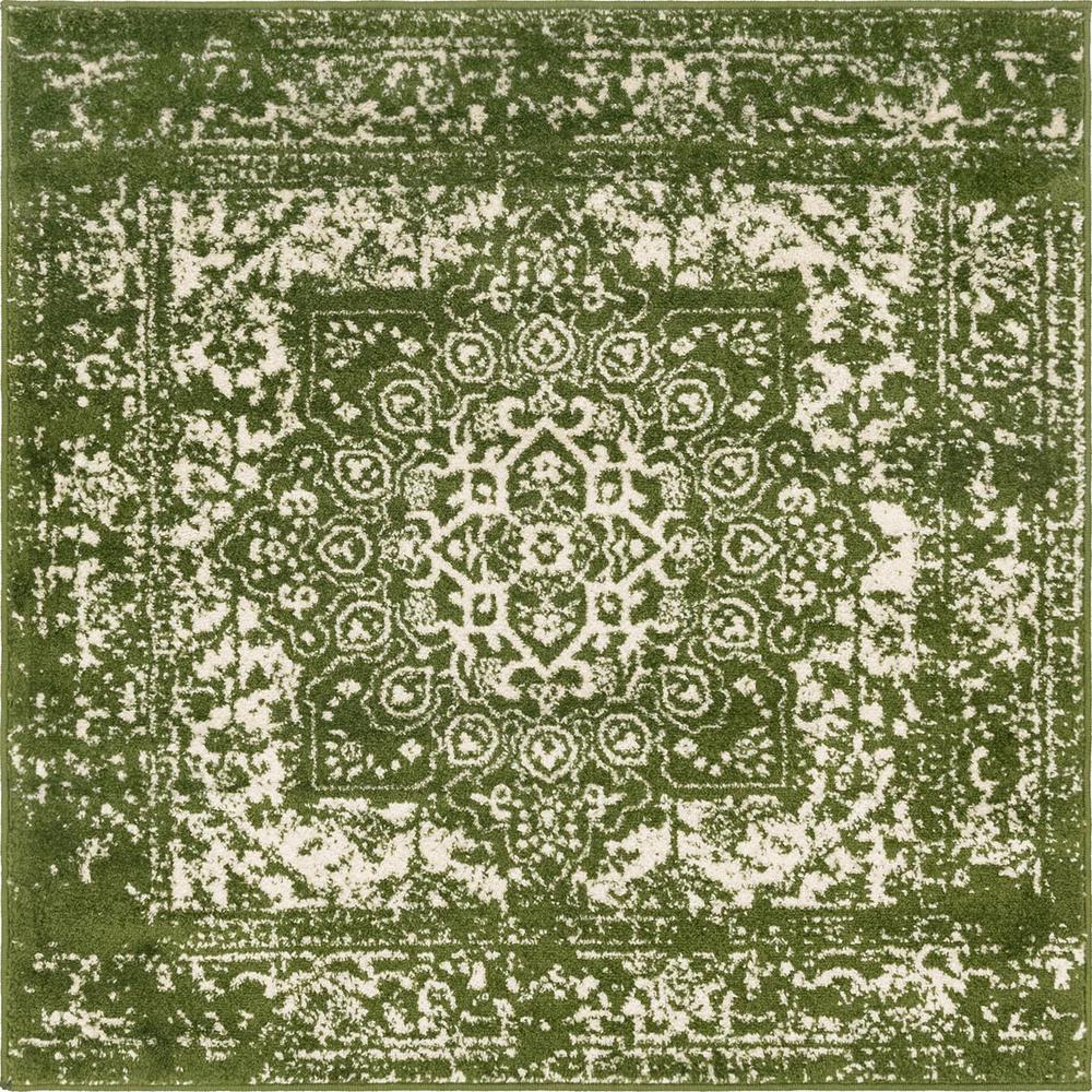 Unique Loom 4 Ft Square Rug in Green (3150455). Picture 1