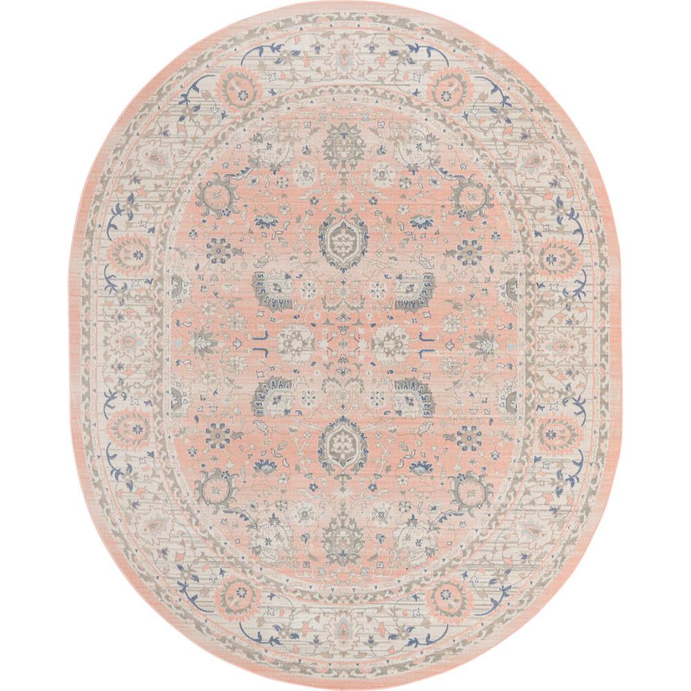 Unique Loom 8x10 Oval Rug in Powder Pink (3154992). Picture 1