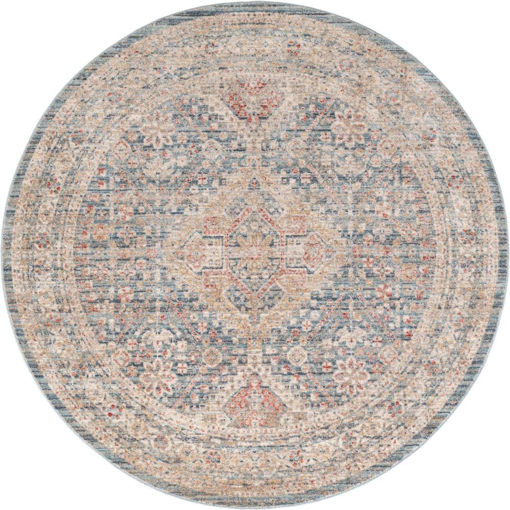 Unique Loom 5 Ft Round Rug in Blue (3147832). Picture 1