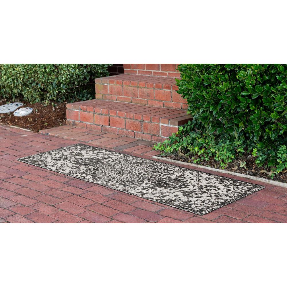 Jill Zarin Outdoor Collection, Area Rug, Charcoal Gray, 2' 0" x 8' 0", Runner. Picture 3