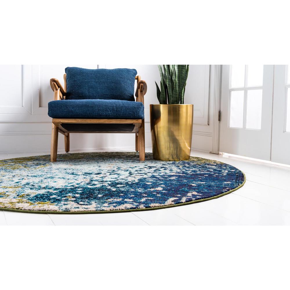 Unique Loom 3 Ft Round Rug in Blue (3153745). Picture 4