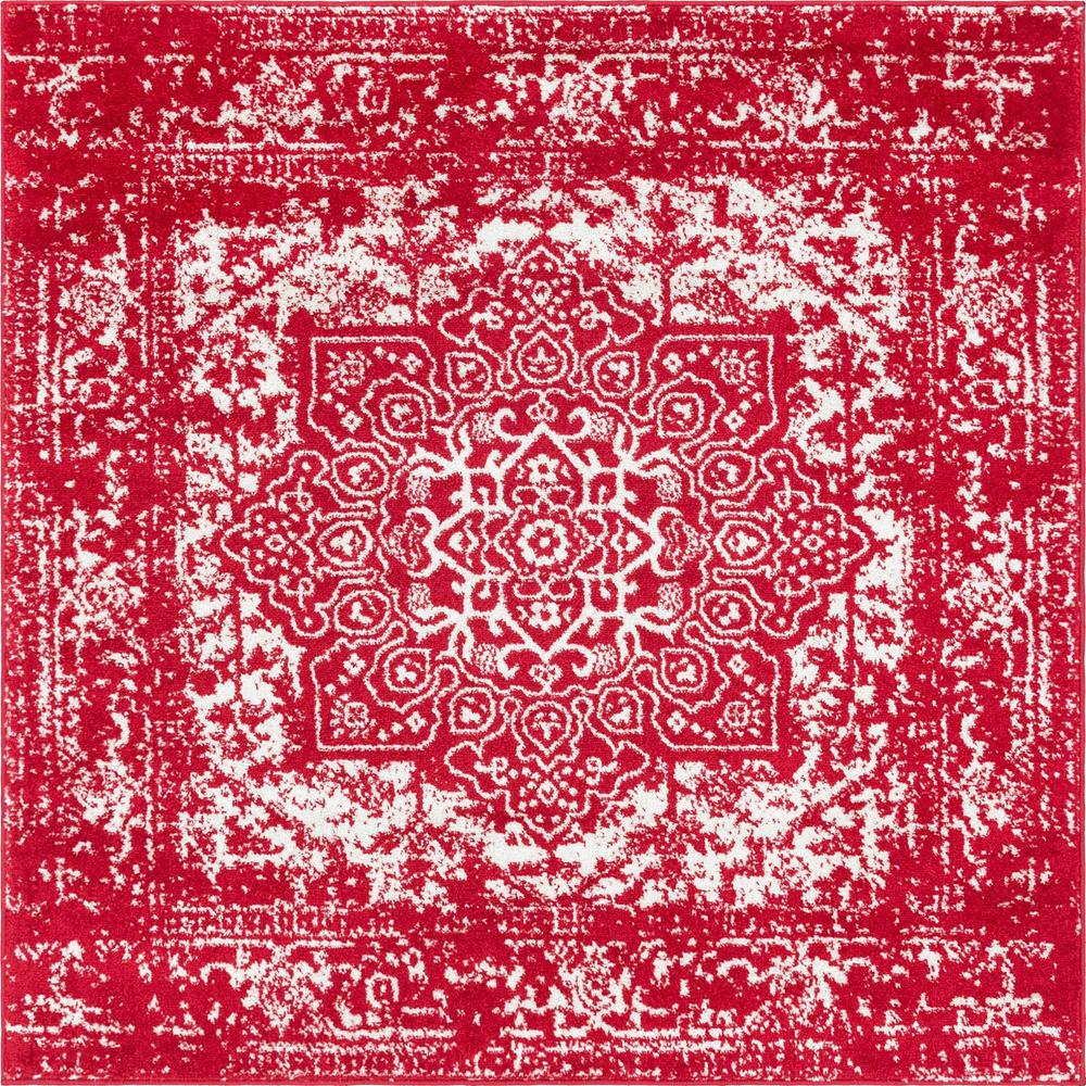 Unique Loom 5 Ft Square Rug in Red (3150432). Picture 1