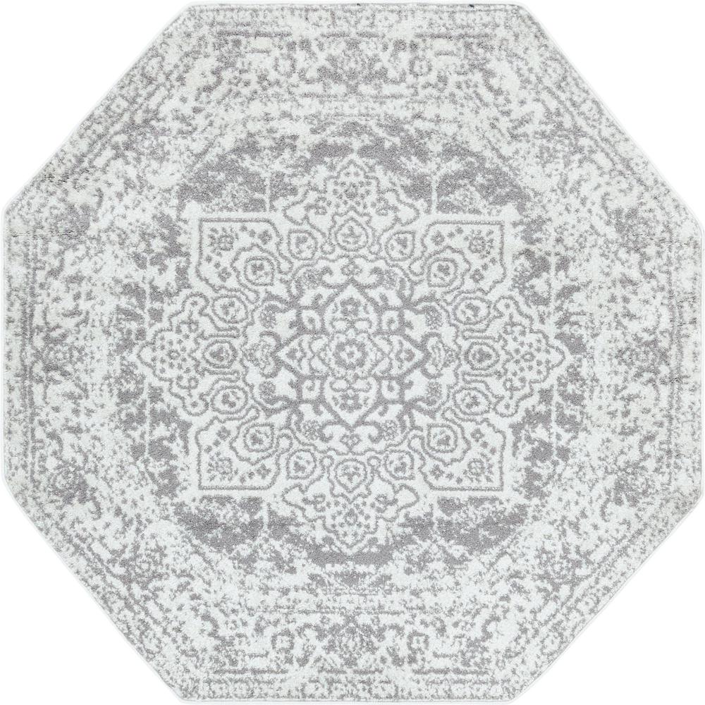 Unique Loom 5 Ft Octagon Rug in White (3150269). Picture 1