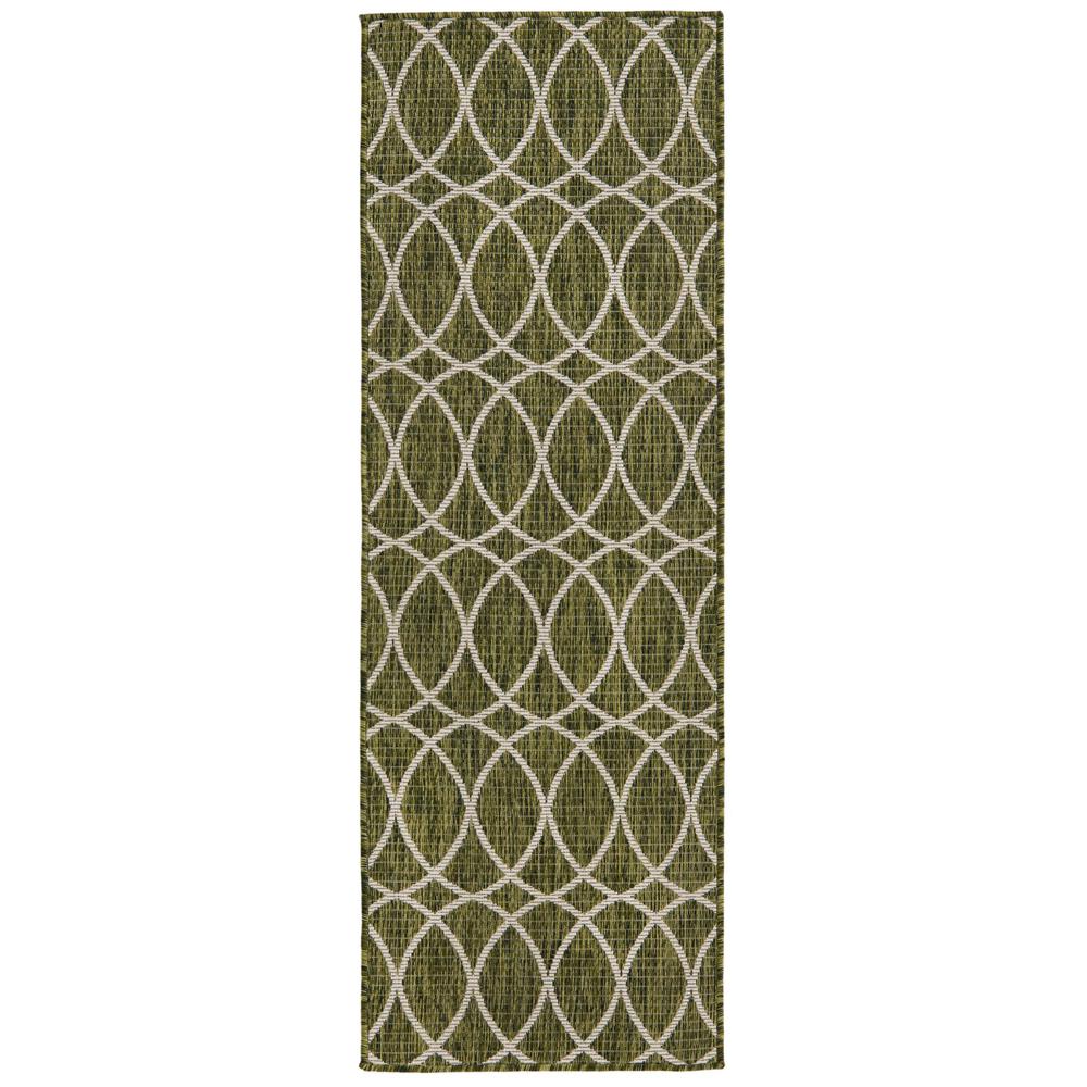 Outdoor Trellis Collection Area Rug, Green 2' 0" x 6' 0", Runner. Picture 1