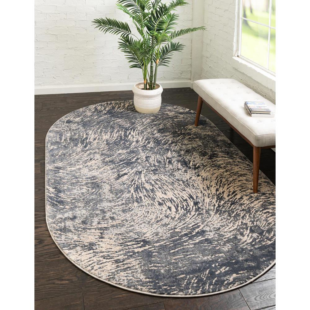 Unique Loom 5x8 Oval Rug in Gray (3154356)