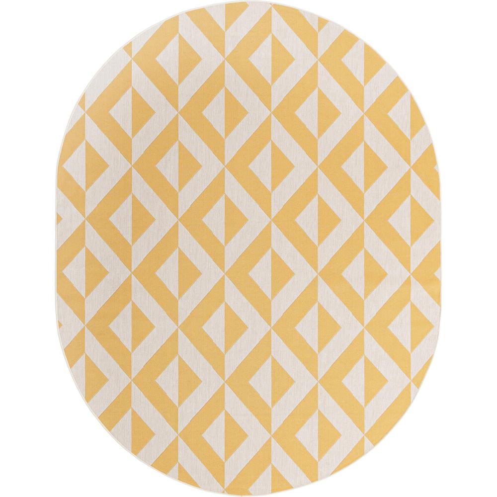 Jill Zarin Outdoor Napa Area Rug 7' 10" x 10' 0", Oval Yellow. Picture 1