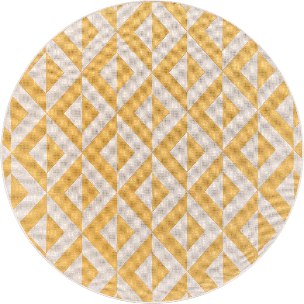 Jill Zarin Outdoor Napa Area Rug 6' 7" x 6' 7", Round Yellow. Picture 1