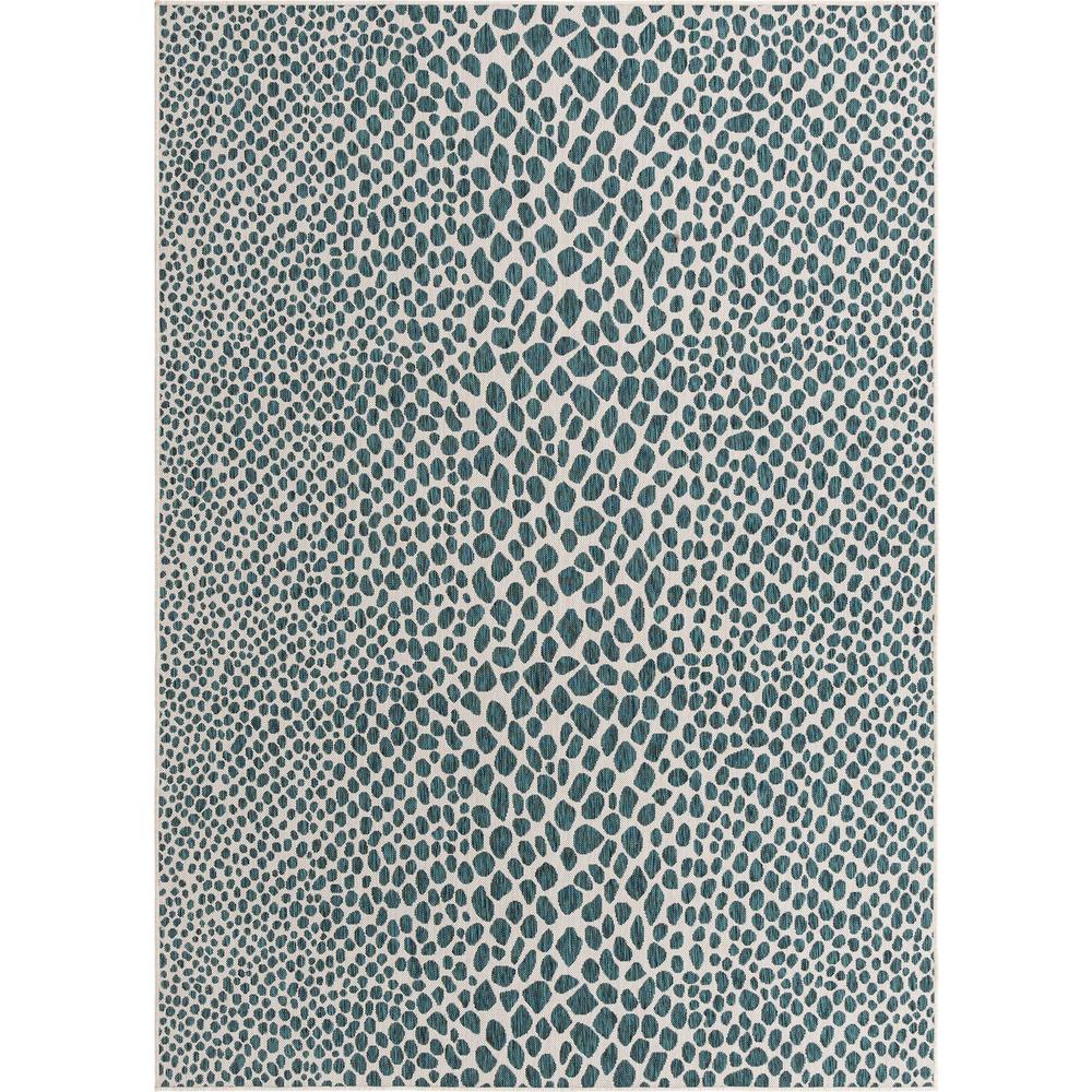 Jill Zarin Outdoor Collection, Area Rug, Teal, 7' 0" x 10' 0", Rectangular. Picture 1
