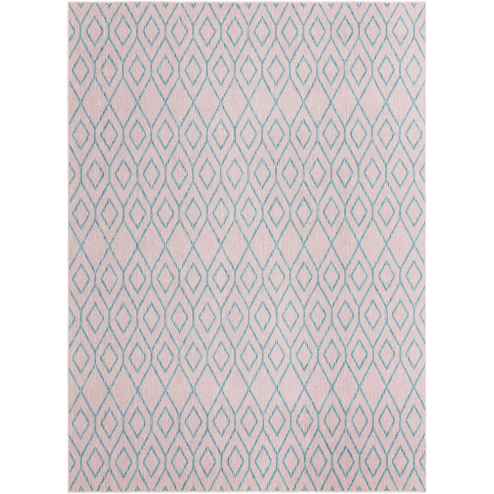 Jill Zarin Outdoor Turks and Caicos Area Rug 9' 0" x 12' 0", Rectangular Pink and Aqua. Picture 1