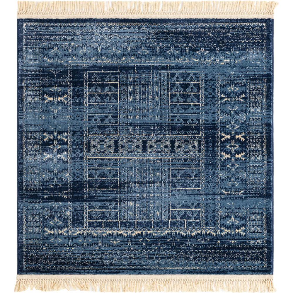 Unique Loom 4 Ft Square Rug in Blue (3154210). Picture 1