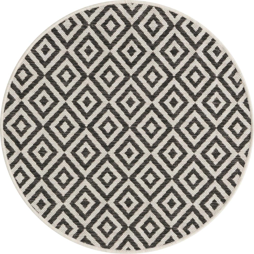 Jill Zarin Outdoor Costa Rica Area Rug 3' 1" x 3' 1", Round Charcoal Gray. Picture 1