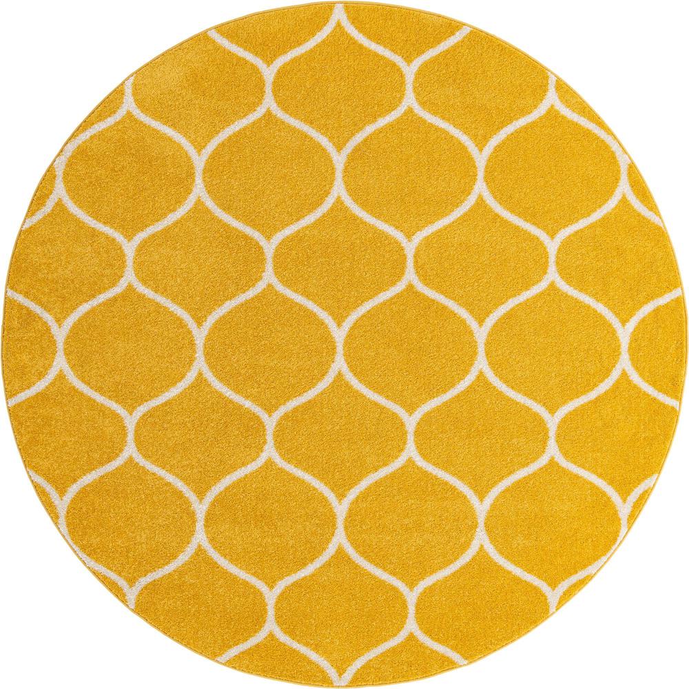 Unique Loom 7 Ft Round Rug in Yellow (3151681). Picture 1